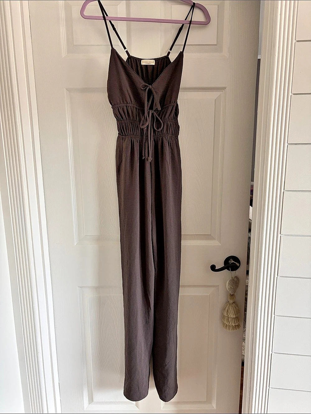 Frankie & Skylarr Brown Tie-Front Wide Leg Jumpsuit Size Medium